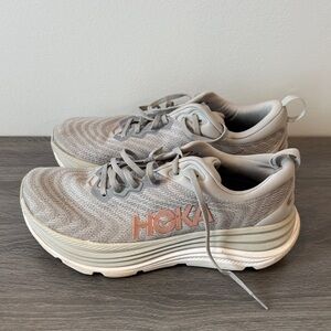 Hoka Gray and Peach Athletic Shoes